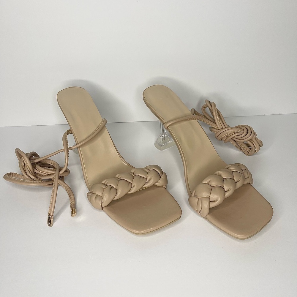 Strap Square-Toe High Heels - Picture 4 of 8